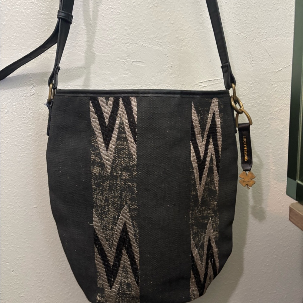Lucky Brand Black and Tan Crossbody Bag